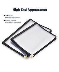 WeChef 30 Pack Menu Covers 8.5 x 14" Book Style Menu Holders 7 Pages 14 Views Restaurant Club Black