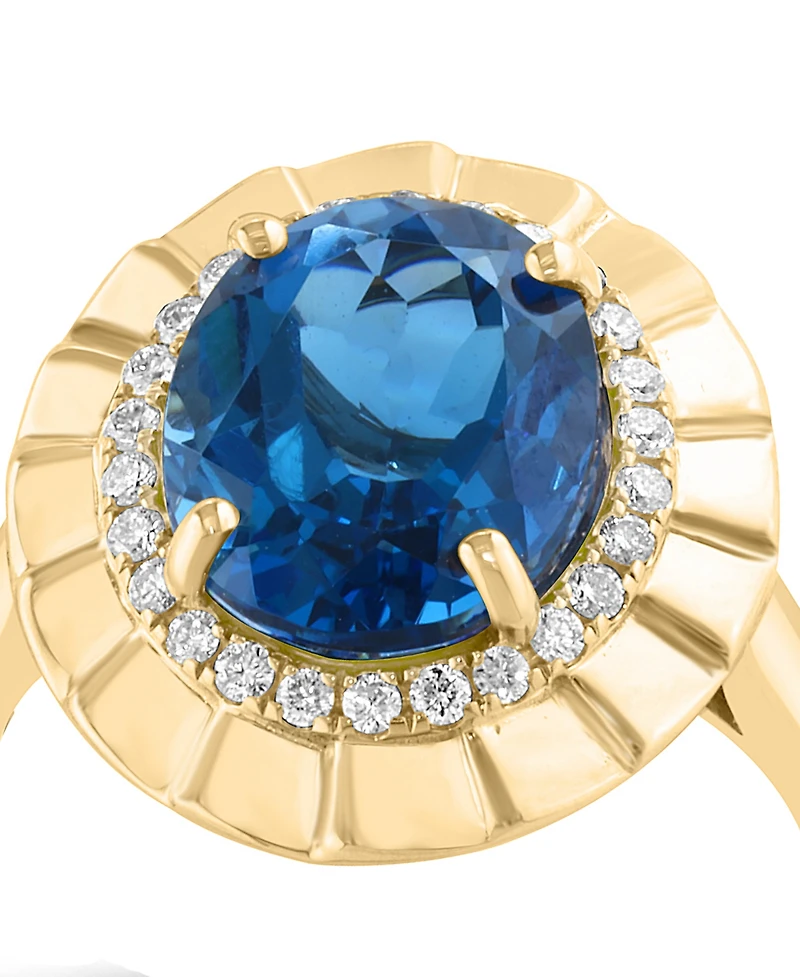 Effy Collection London Blue Topaz (5 ct. t.w.) & Diamond (1/5 ct. t.w.) Ring in 14k Gold over Sterling Silver