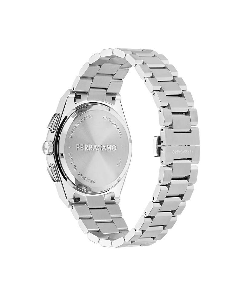 Ferragamo Men's Vega Upper East Chrono Silver Stainless Steel Bracelet Watch 42mm