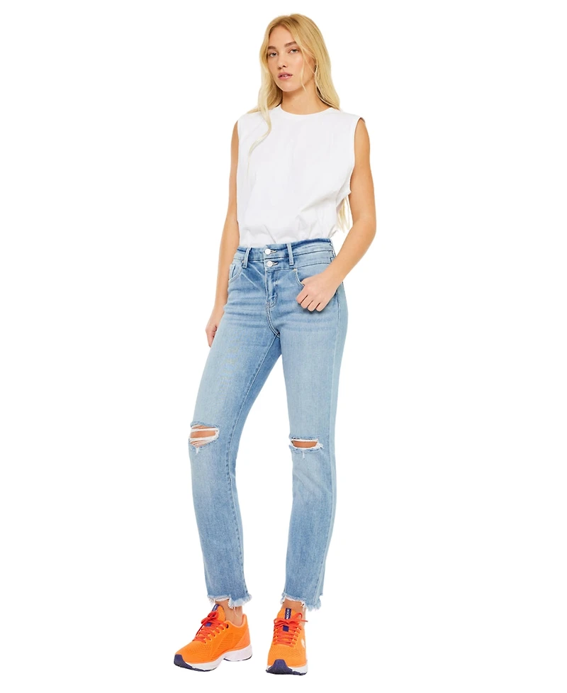 KanCan Women's Clover High Rise Slim Straight Jeans