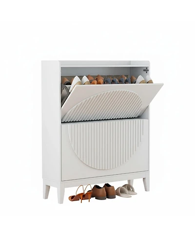 Yigii Narrow Flip Drawer Shoe Cabinet Storage Entryway Hallway Large Capacity Sturdy Space Saving