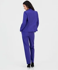 Kasper Womens Notch Collar Blazer Tie Neck Sleeveless Blouse Audrey Pull On Straight Leg Pants