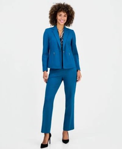Kasper Womens Notched Collar Jacket Printed Knot Front Sleeveless Blouse Audrey Pull On Trousers