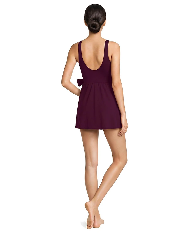 Lands' End Women's Long Side Tie Mini Swim Dress Swimsuit