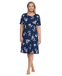 Lands' End Plus Cotton Interlock Short Sleeve Knee Length Gown