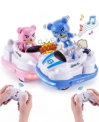 Sugift Rc Bumper Cars Toys 2 Pack Kids Led Battle Set with Pop Up Figures