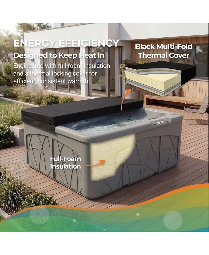 Lifesmart Spas 5 Person Plug and Play 28 Jet Led Outdoor Hot Tub, LS350DX