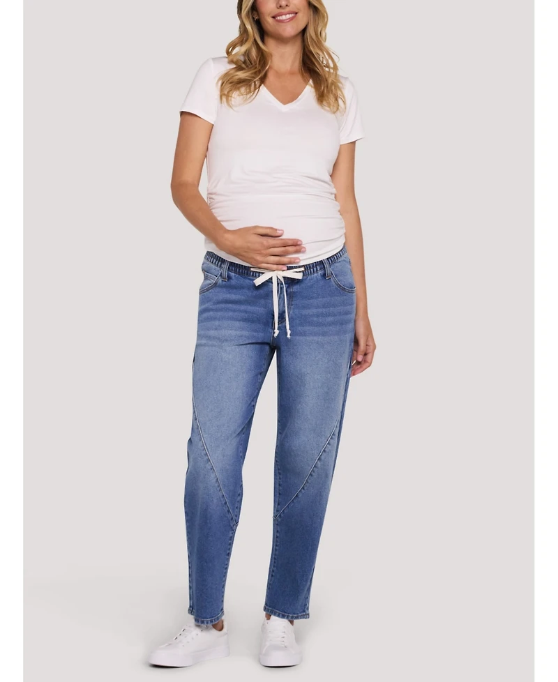 Motherhood Maternity Women's Drawstring Pull On Barrel Jean
