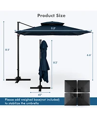 Clihome Cantilever Patio Umbrella with 360degree(s) Rotation and Double Top