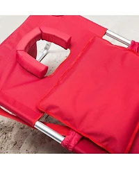 Ostrich The Deluxe 3N1 Lightweight Outdoor Beach Lounge Chair w/ Footrest, Red