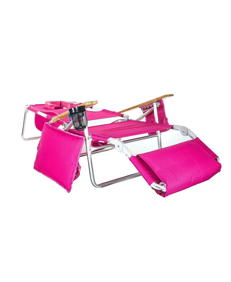 Ostrich The Deluxe 3N1 Lightweight Outdoor Beach Lounge Chair w/ Footrest, Pink