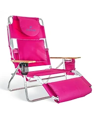 Ostrich The Deluxe 3N1 Lightweight Outdoor Beach Lounge Chair w/ Footrest, Pink