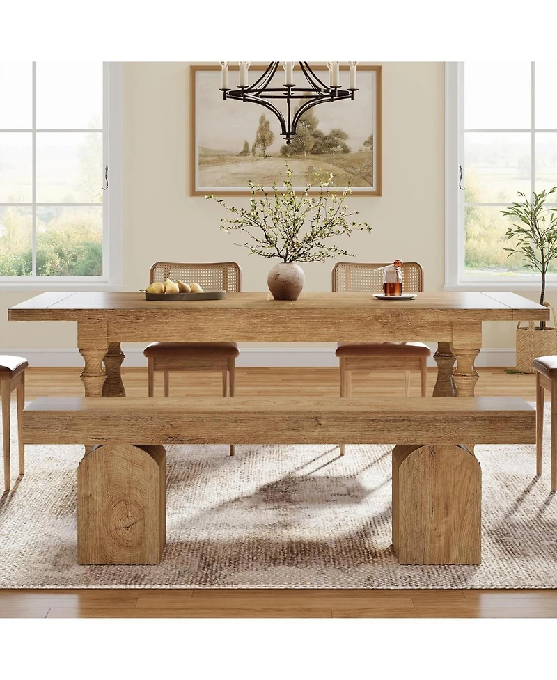 Tribesigns 59" Dining Bench for 2 to 3, Farmhouse Dining Table Bench with Arched Base, Extra Long Kitchen Seating for Living Room, Entryway