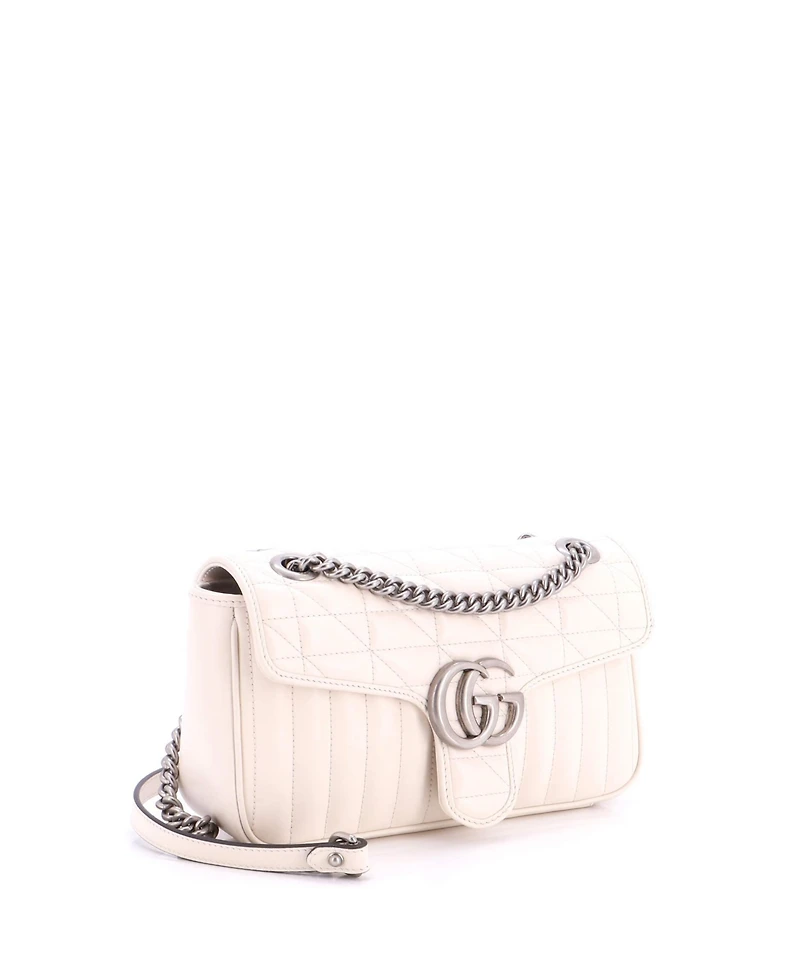 Pre-Owned Gucci Medium Gg Marmont Flap Bag Mixed Matelasse Leather