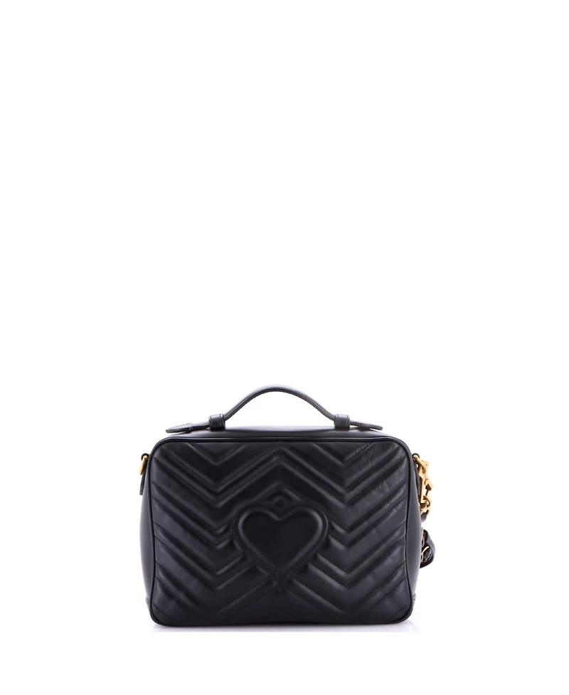 Pre-Owned Gucci Small Gg Marmont Zip Around Camera Bag Matelasse Leather