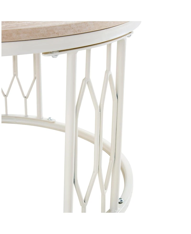 Streamdale Furniture 27.5'' Round Stone-Effect Mdf Coffee Table with Metal Legs