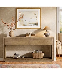 Tribesigns 63" Console Table with 2 Drawers, Farmhouse Entryway Table with Open Storage Shelf, Wooden Sofa Console Behind the Couch