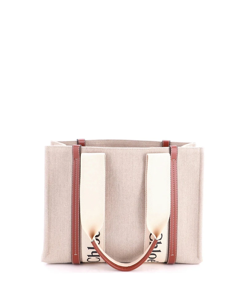 Pre-Owned Chloe Medium Woody Tote Canvas with Leather