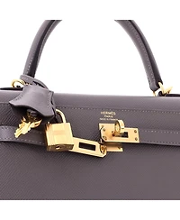 Pre-Owned HERMES Kelly 25 Handbag Grey Epsom with Gold Hardware