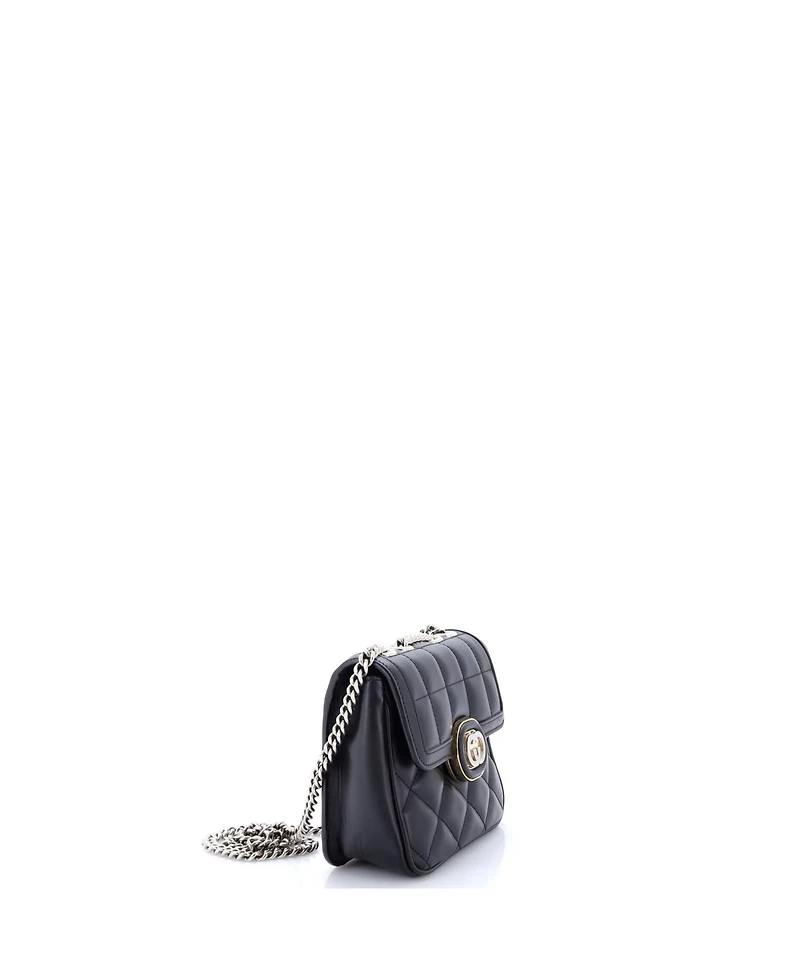 Pre-Owned Gucci Mini Deco Chain Flap Bag Mixed Matelasse Leather