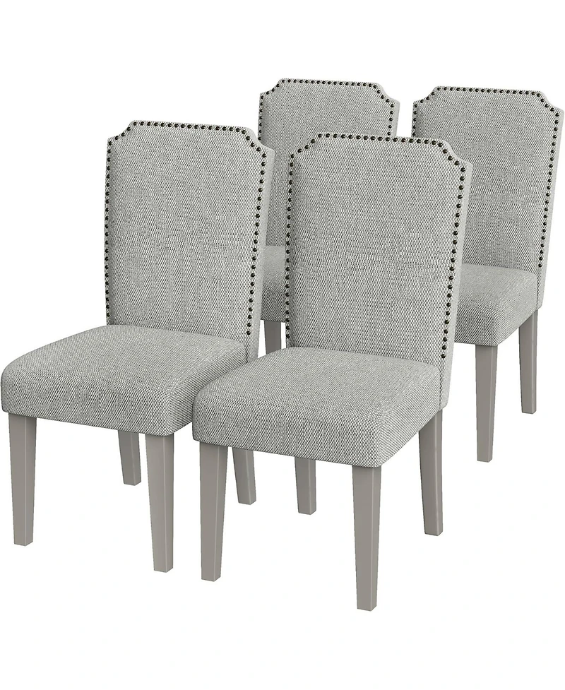 gaomon Set of 4 Dining Chairs, Wood Legs, 500 lbs Capacity, Stable and Wobble-Free, Upholstered Wide Seat, Farmhouse Style