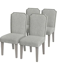 gaomon Set of 4 Dining Chairs, Wood Legs, 500 lbs Capacity, Stable and Wobble-Free, Upholstered Wide Seat, Farmhouse Style