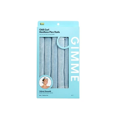 Gimme Beauty Chill Curl Heatless Flex Rods Gentle and Bendable Hair Rods for Overnight Curls Snap Closure for Secure Hold Medium Hair, 6 Count