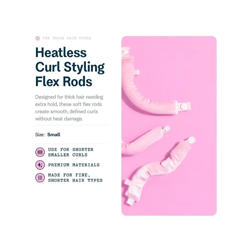 Gimme Beauty Chill Curl Heatless Flex Rods Gentle and Bendable Hair Rods for Overnight Curls Snap Closure for Secure Hold Fine Hair, 6 Count