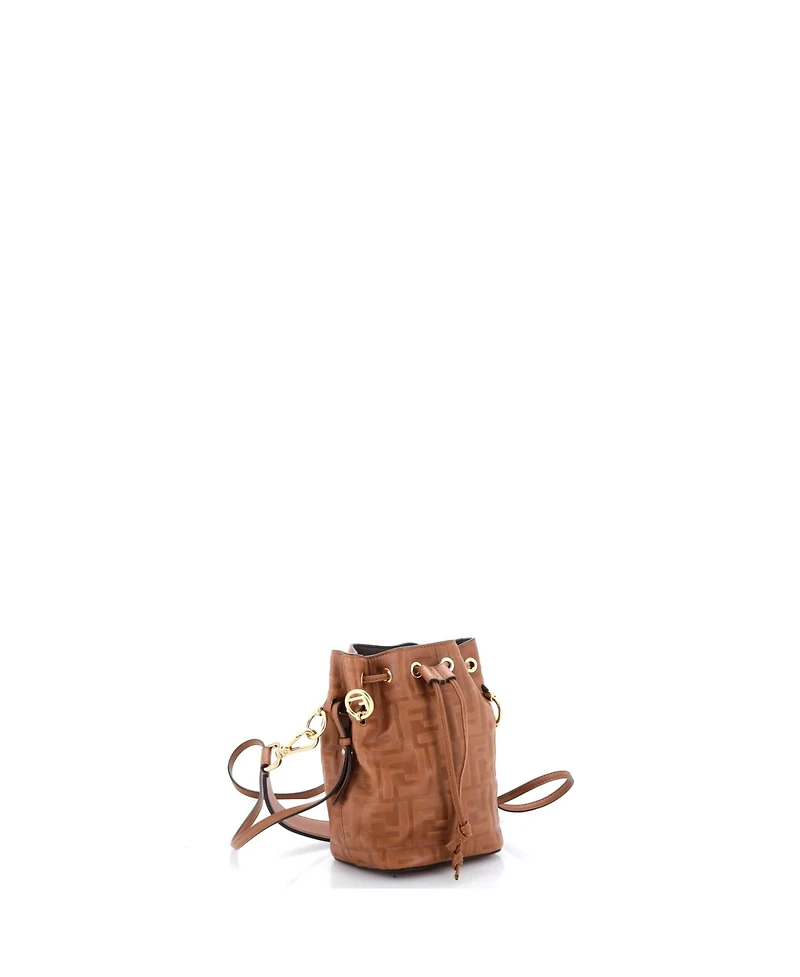 Pre-Owned Fendi Mini Mon Tresor Bucket Bag Zucca Embossed Leather