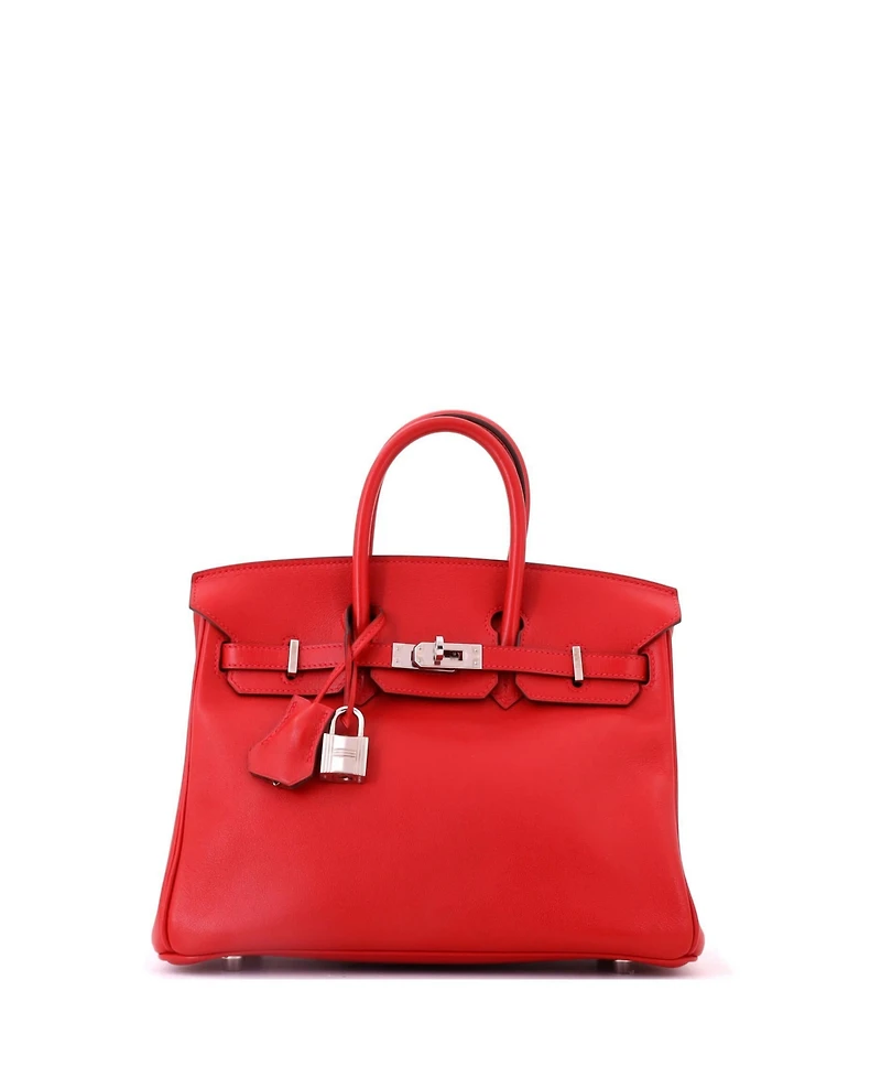 Pre-Owned HERMES Birkin 25 Handbag Red Swift with Palladium Hardware