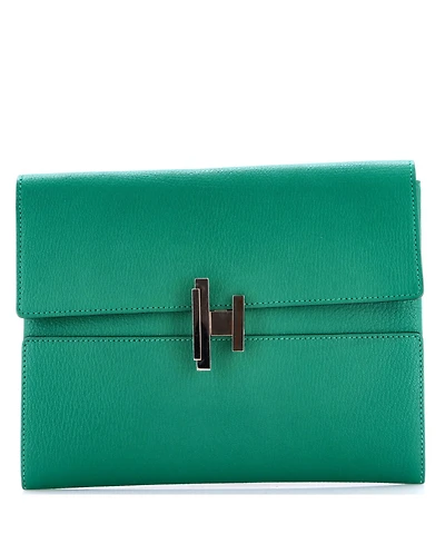 Pre-Owned HERMES Cinhetic Clutch Chevre Mysore