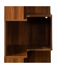 Corner Book Shelf - 5 Tier Corner Bookshelf Bookcase with Baffle Led Lights