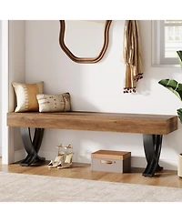 Slickblue Industrial Entryway Shoe Bench with Metal X-Shaped Legs