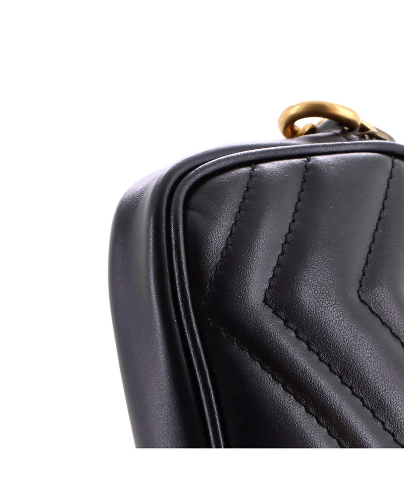 Pre-Owned Gucci Mini Gg Marmont Chain Crossbody Bag Matelasse Leather