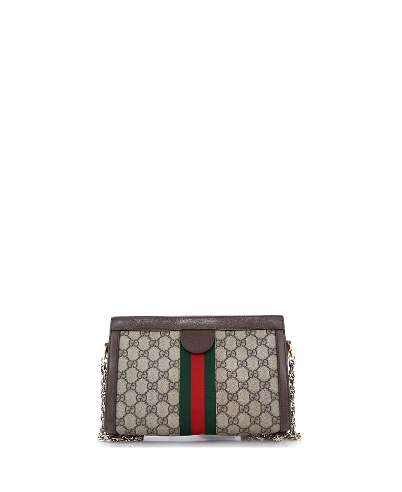 Pre-Owned Gucci Small Ophidia Chain Shoulder Bag Gg Coated Canvas