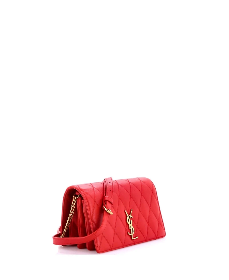 Pre-Owned Saint Laurent Small Angie Chain Shoulder Bag Quilted Leather