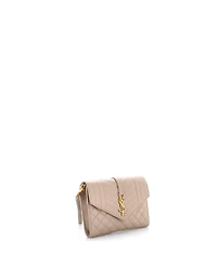 Pre-Owned Saint Laurent Classic Monogram Envelope Wristlet Clutch Mixed Matelasse Leather