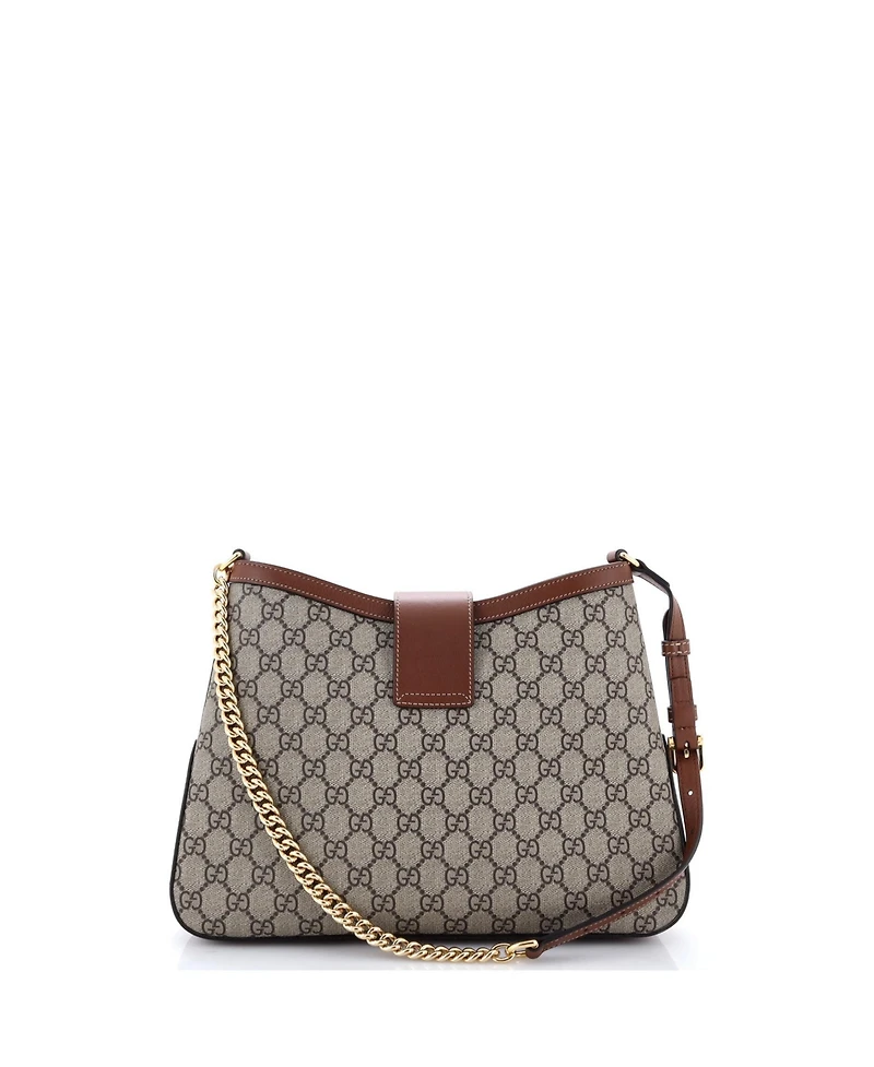 Pre-Owned Gucci Medium Padlock Chain Shoulder Bag Gg Coated Canvas with Leather