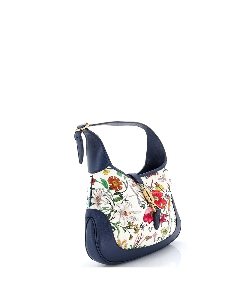 Pre-Owned Gucci Medium Jackie Hobo Flora Canvas with Leather