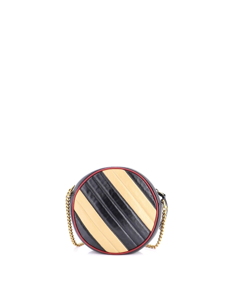 Pre-Owned Gucci Mini Gg Marmont Round Shoulder Bag Diagonal Quilted Leather