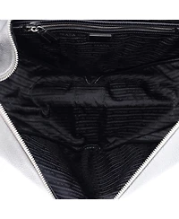 Pre-Owned Prada Large Triangle Logo Zip Messenger Leather