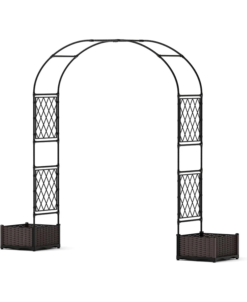 gaomon 90.5" Garden Arbor, with Planter Boxes, Metal Arch Trellis for Climbing Plants