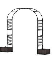 gaomon 90.5" Garden Arbor, with Planter Boxes, Metal Arch Trellis for Climbing Plants