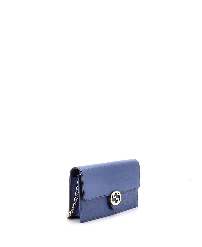 Pre-Owned Gucci Interlocking Wallet on Chain Leather