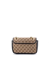 Pre-Owned Gucci Mini Gg Marmont Flap Bag Diagonal Quilted Gg Canvas with Leather