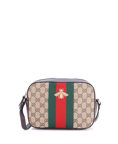 Pre-Owned Gucci Bee Web Camera Bag Gg Canvas