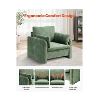 Sugift Accent Chair Modern Fabric Armchair with Arched Backrest for Living Room