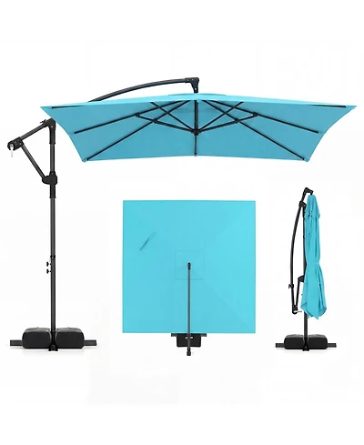 Sugift 8 x 8 ft Square Offset Cantilever Patio Umbrella with 360 Rotation and Crank Lift