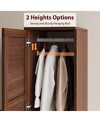 homfan Wardrobe Closet Organizer - 2 Doors, 72 Inch Tall Armoire with Hanging Rod and 18 Adjustable Shelves Narrow Bedroom Clothes Storage Cabinet