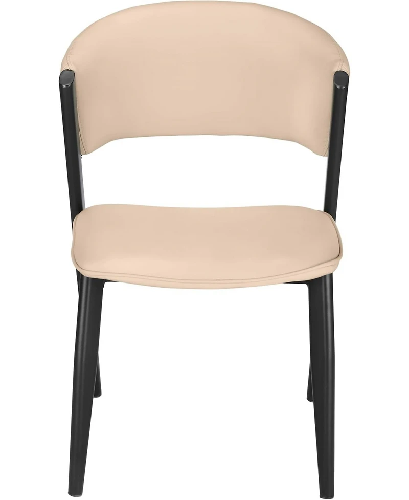 LeisureMod Aspen Modern Dining Chairs Set of 2 Leather Kitchen Side Chair - Open Back and Curved Design, Iron Legs, Accent Seating for Dining Room